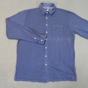 Johnnie-O Mens Medium Navy Blue Long Sleeve Button Down Cotton Shirt Pocket Surf